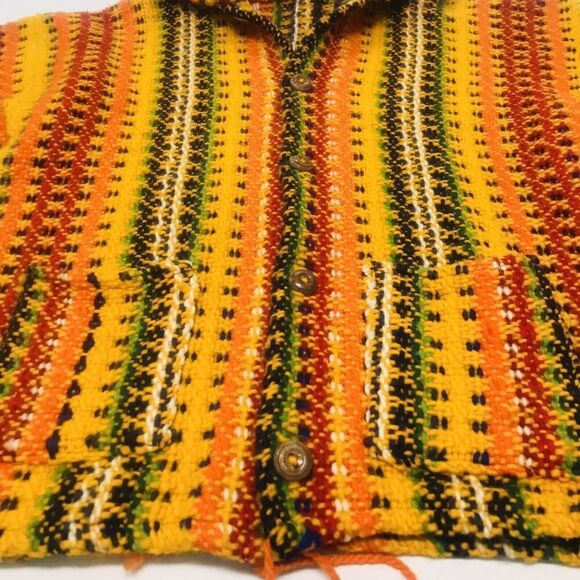 Vintage Ecuador Cardigan 100% Wool Button Up Sweater Jacket Size L Handmade Y2K - Picture 12 of 15